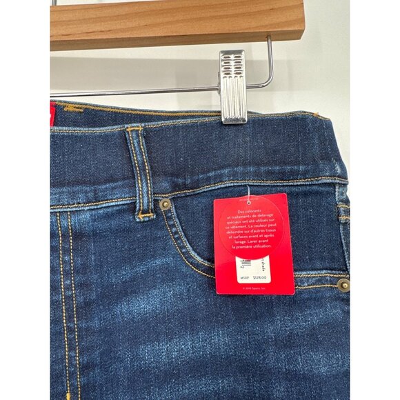 Spanx Womens Flare Jeans size medium Dark Indigo Mid-Rise Stretch Denim $128 - Picture 3 of 7